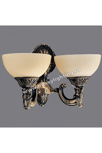 CandelabreClasice Omega Wall Light with 2 Arms, Classic Design, Antique Bronze Finish, Cream Lampshade - Bussy Lightin