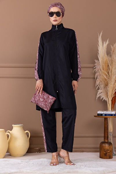 Vivezza Leopard Patterned Hijab and Bag Gift Set, Drawstring Waist Hijab Swim...