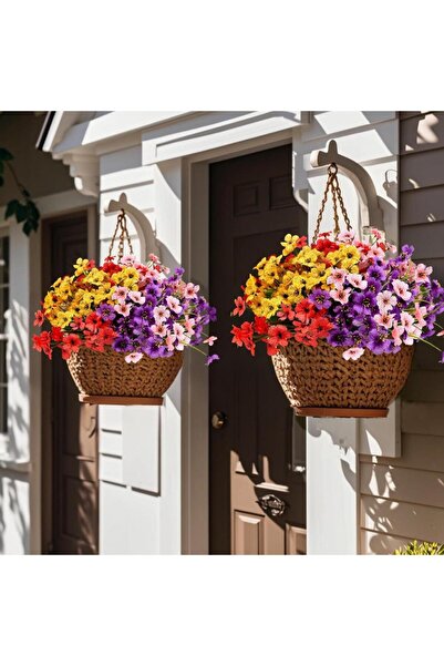 Nettenevime 6lı Set Yapay Çiçek Sazlı Mine Karışık Renk 5 Dallı 33cm