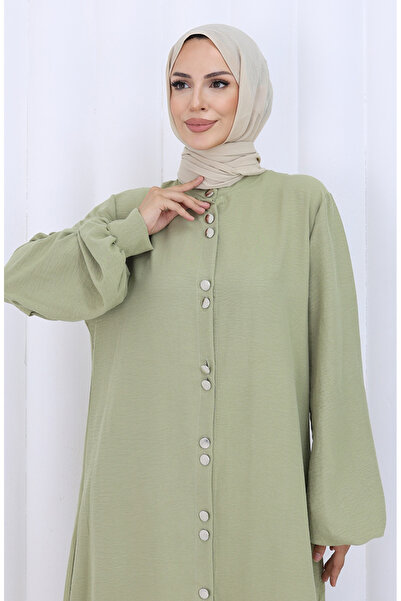 sefamerve Full-Length Buttoned Tunic Trousers Double Suit 2114-01 Mold Green