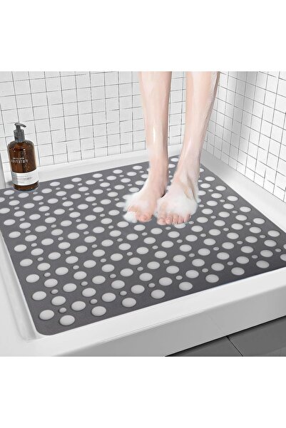 VHG Covoraș de duș antiderapant 53x53cm, moale cu orificii de scurgere, cu ventuze, gri