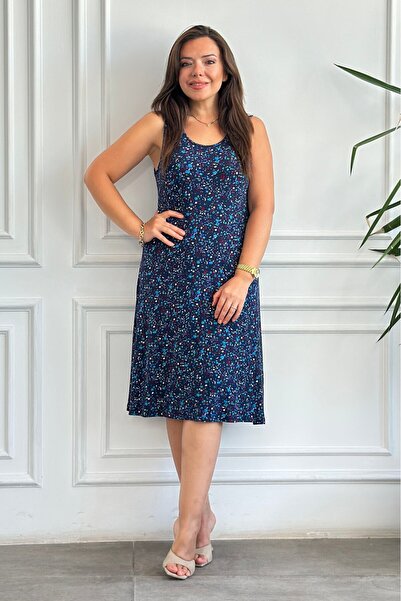 Yağmur Butik Rochie din viscon Didim fără mâneci cu modele mixte