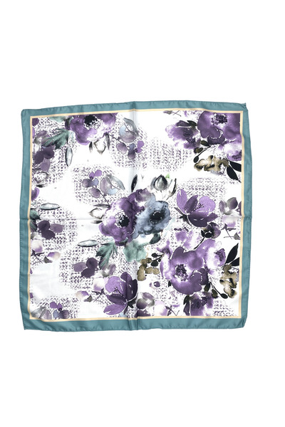 Sultan İpek Çicek Desenli Fular / Bandana 48x48