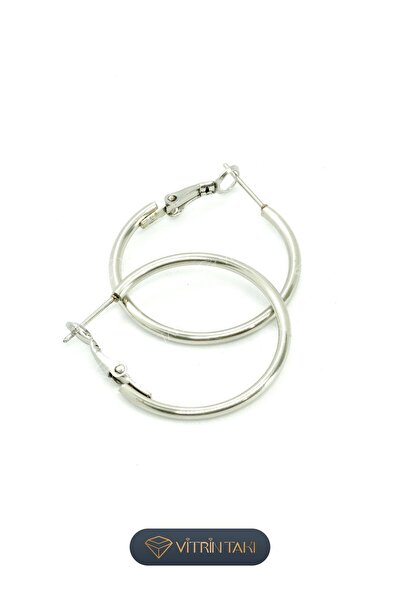 Çelik Gümüş Renk Halka Küpe