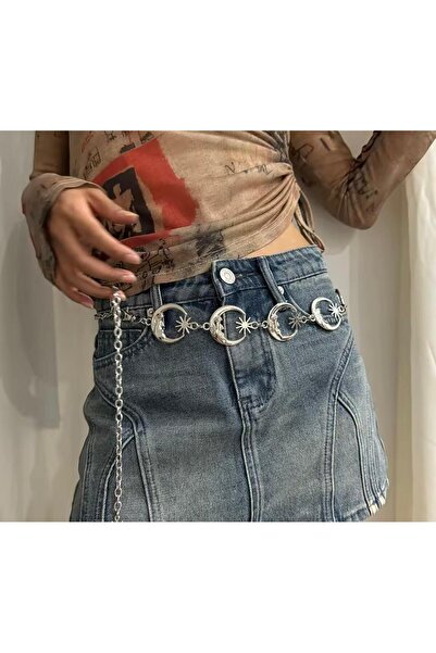 Mynoa Moon and Sun Figured, Chain Women's Belt, Waist Belt Pantalon Belt