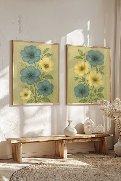 STARYUNA Set de 2 tablouri florale cu rama din lemn Yuna200