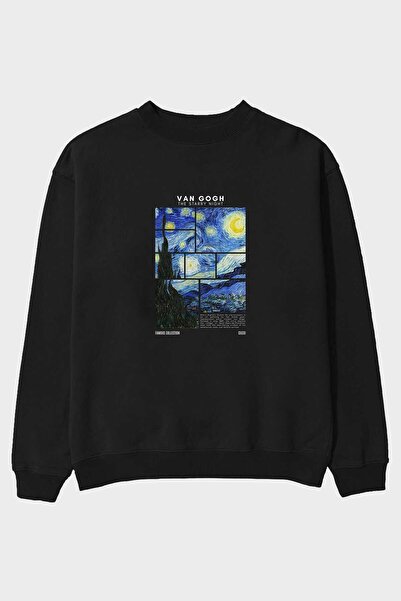 Ankhises سويت شيرت فان جوخ ذا ستاري نايت مطبوع من الأمام للرجال والنساء للجنسين