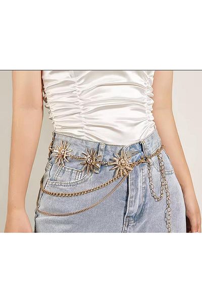 Mynoa Chain Dangle Women's Belt, Waist Belt, Chain Belt