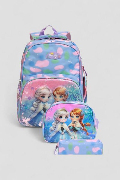 Relaxion 1370 Anatomical Back Structured Embossed Figure Triple Set Primary School Bag
