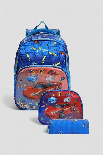 Relaxion 1370 Anatomical Back Structured Embossed Figure Triple Set Primary School Bag