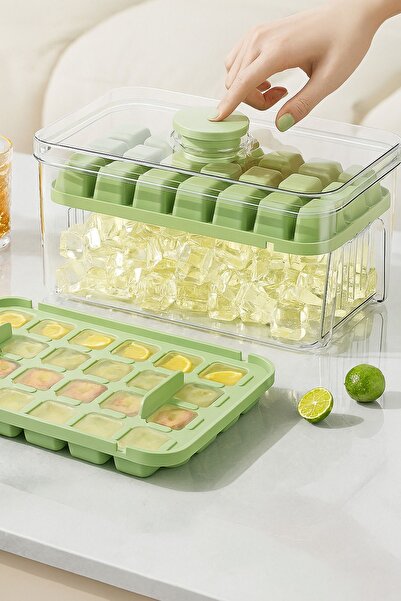 CMT Yeni Nesil Basmalı Çift Buz Kalıbı Buzluk – Kapaklı Saklama Kutulu 28 28 ...