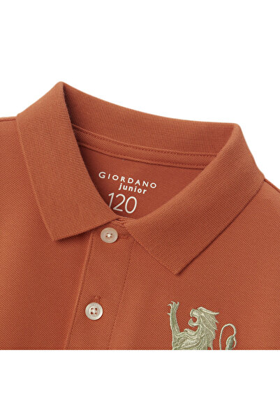 Giordano Kids' Lion Polo: 3D Embroidery, Comfort Piqué, Classic Style