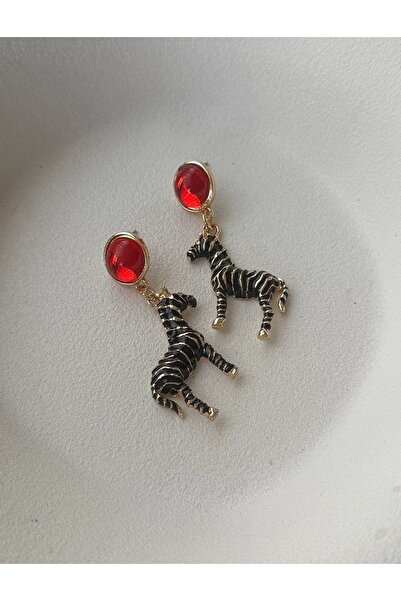 mos&more Marka Küpe, Zebra Sallantılı Trend Kadın Küpe