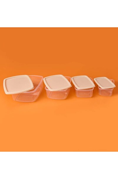 Bkmc مجموعة من 4 حاويات تخزين مستطيلة سهلة