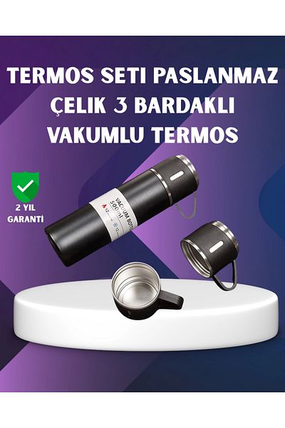 CPU ELEKTRONİK 500 ml Heat Protected Steel Thermos and Cup Set |   Silicone Based, Stylish and Practical