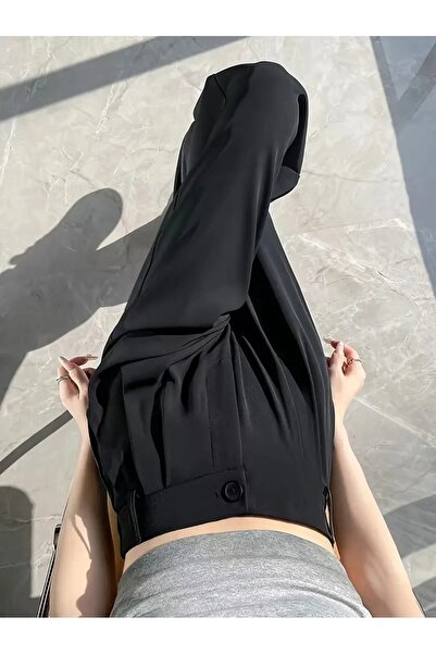 LOU MODA Kadınlar İçin Şık Düz Kesim Pantolon - Yumuşak Yarı Saydam Kumaş, Fe...