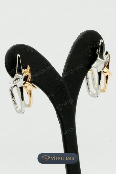 Çelik Yıldız Figürlü Gümüş Renk Küpe