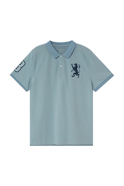 Giordano Men's 3D Lion Polo: Slim Fit, Bold Embroidery, Premium Pique