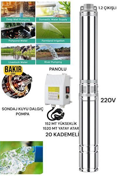 SCHUTZENGER 4SD/20 220V Sondaj Kalem Dalgıç Su Motoru Pompa 152 Mt Yükseklik-...