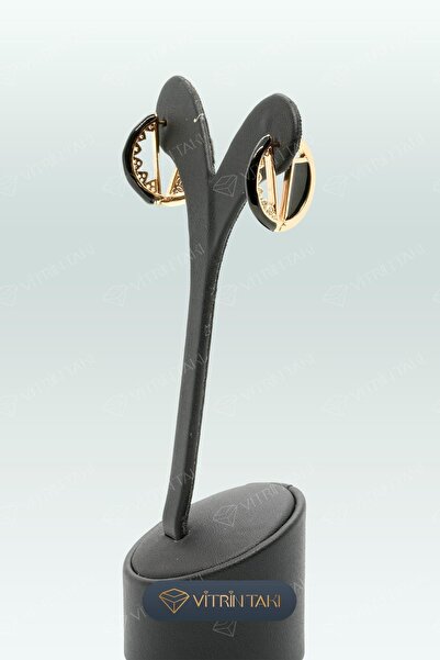 XUPING JEWELRY Siyah Taş Detaylı Altın Renk Xuping Küpe