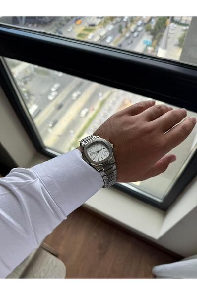 RoseandRoses Peganen Design Dial Men Wrist Watch Silver (White Dial)