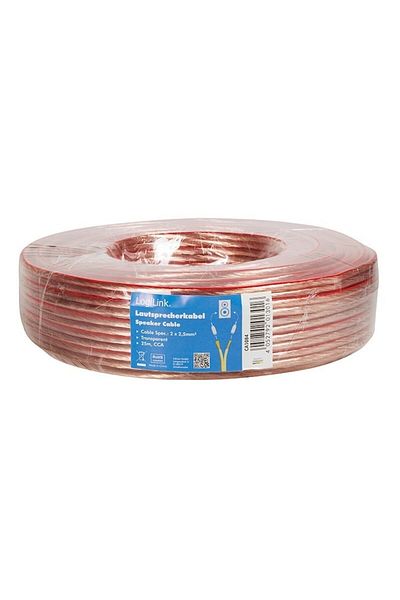 LogiLink Rola cablu audio CA1084, conductor din CCA, 2x2.5mm2, 25m, Transparent