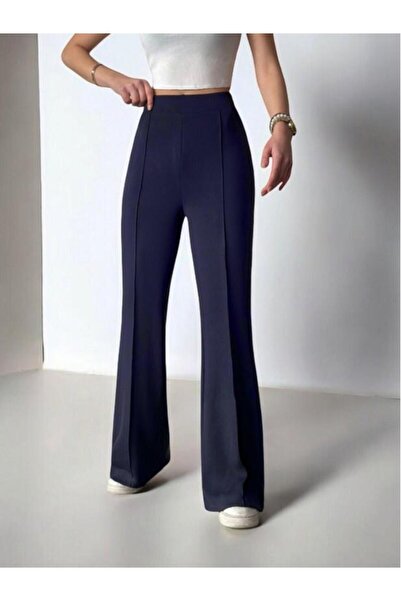 Pantasy PANTALONE Women's blue wide-leg pants in modal fabric