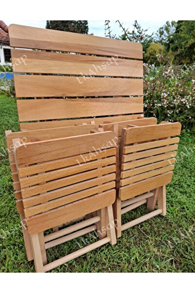 LkAhşap Katlanır Kamp Piknik Ahşap 4 Tabureli Masa Seti Gürgen(Kayın) Ağacı 55*56 H56 Masa