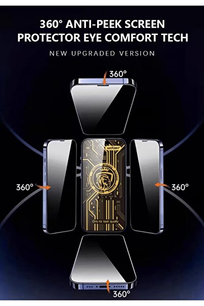 WFC iphone 14 Pro Max Uyumlu 360° Privacy Hayalet Cam Ekran Koruyucu -Tam Kap...