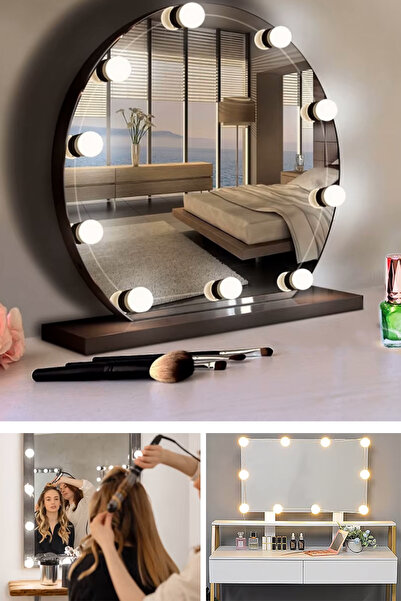 CNGZSHOP Hollywood Makyaj Aynası Led Işıklandırma Seti – 10 Ampullü Işık Ayarlı Ayna Aydınlatması