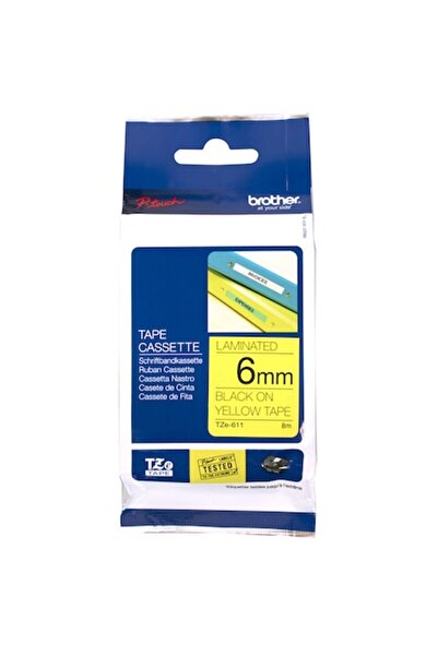 Brother Etichete TZE611 Black on Yellow, 6mm