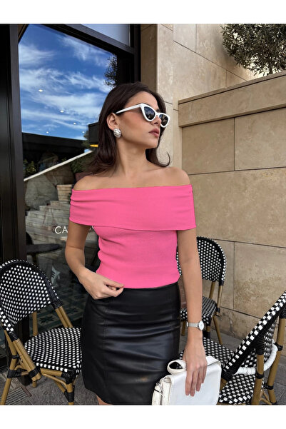 alluria Bluză cu mâneci zero cu guler Madonna roz