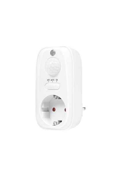LogiLink Adaptor priza PA0248, senzor de miscare PIR detector zi/noapte, 1 priza, IP20, Alb