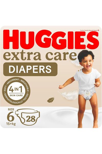 Huggies Extra Care, Size 6, 15+ kg, Value Pack, 28 Diapers