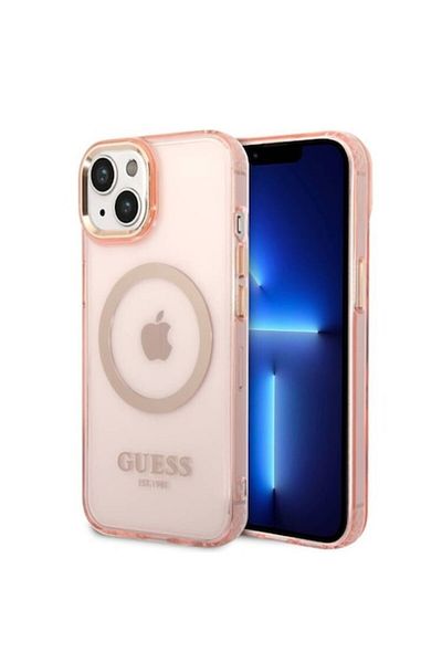 Guess Translucent MagSafe Cover for iPhone 14 Pink