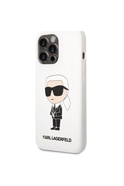 Karl Lagerfeld Carcasă Ikonik NFT din silicon lichid pentru iPhone 13 Pro Max, albă