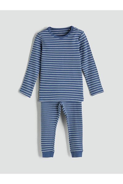 LC Waikiki Lcw Baby Crew Neck Long Sleeve Striped Baby Boy Pajamas Set (W5)