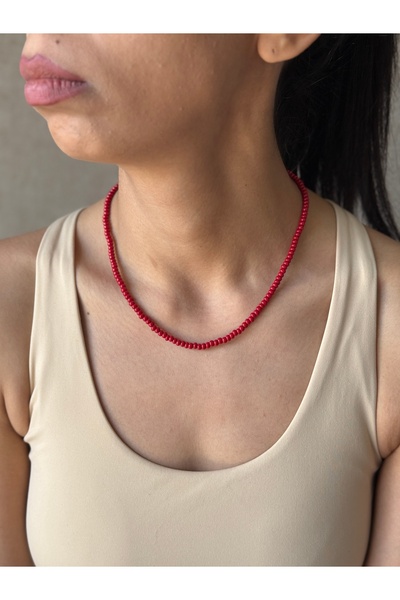 dela otantik قلادة أصلية مصنوعة يدويًا من اللؤلؤ الزجاجي بألوان بسيطة - مجوهر...