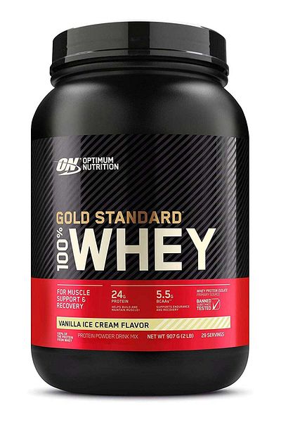 Optimum Nutrition Gold Standard 100% Whey Protein Powder 2 lbs Vanilla Ice Cream