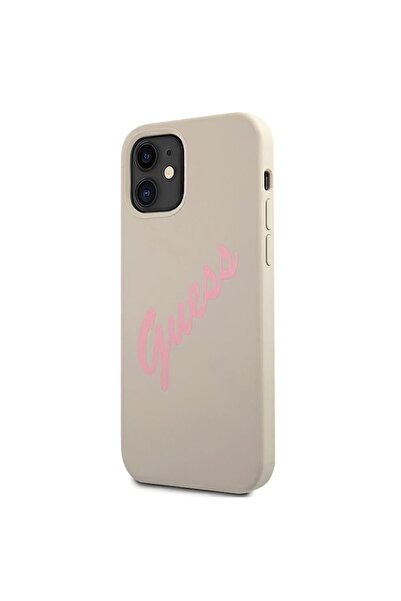 Guess Vintage Pink Script Protective Case for Apple iPhone 12 Mini, Gray