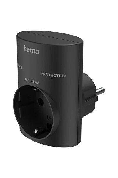 Hama Plug Adapter 00223322, Grounding, Surge Protection, 16 A, 3680W, Black