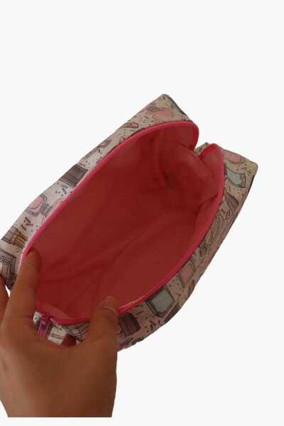 BUSRAKAZANCDESİGN حقيبة مكياج منقوشة لمستلزمات المكياج