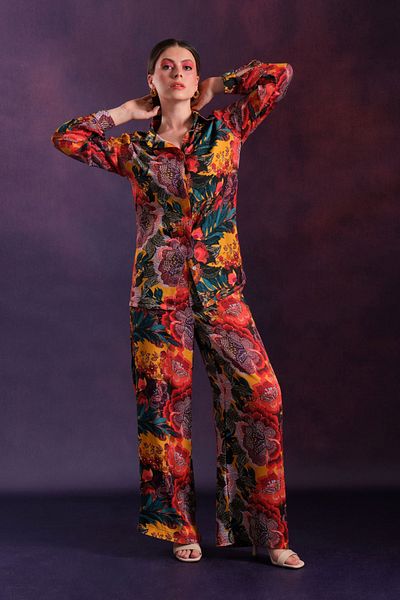 Cherx Rosalind 3 Piece Patterned Long Bottom-Top Set