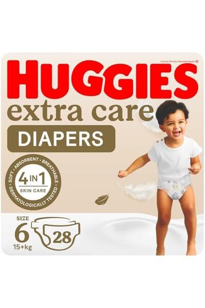 Huggies Extra Care, Size 6, 15+ kg, Value Pack, 28 Diapers