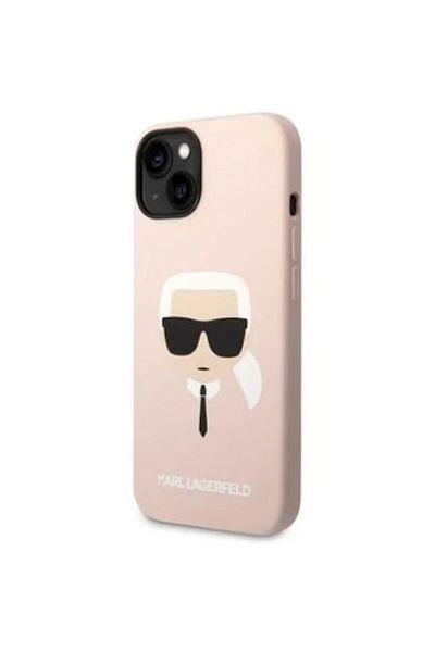 Karl Lagerfeld Liquid Silicone Karl Head MagSafe Compatible Case for iPhone 14 Plus, Pink