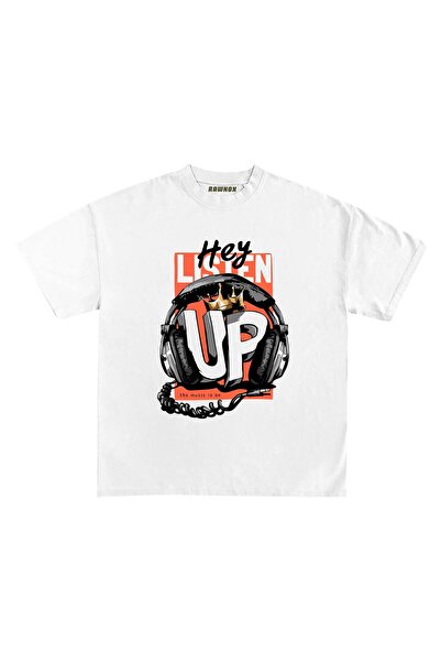 RawNox تيشيرت مطبوع بتصميم Hey Listen Up للجنسين