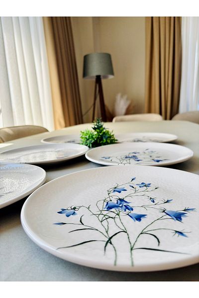 Yiğit Seramik Züccaciye Blue Crocus 6 Pieces 25 cm Serving Bowl