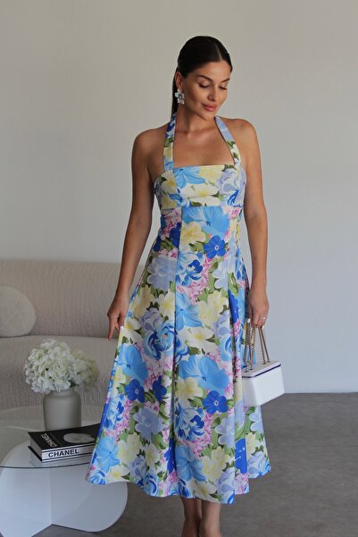 Julidress Премиум рокля с шарки и деколте тип „халтер“