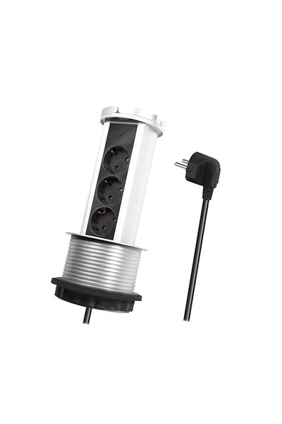 LogiLink Multipriza incorporabila LPS235A, 3 prize, mecanism ridicare/coborare, indicator LED