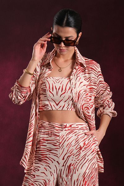 Cherx Sienna 3 Piece Patterned Long Bottom-Top Set